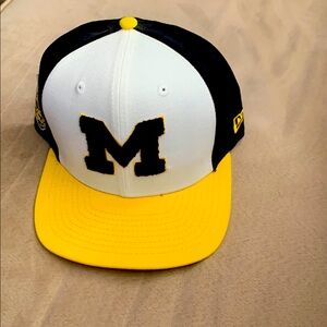 New Era Black and Yellow Snapback Hat with M Logo